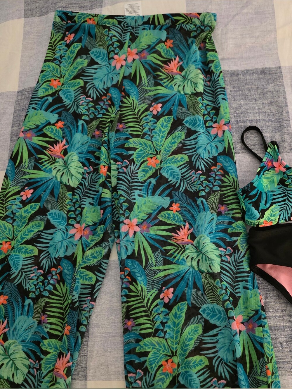 art class Pink and Black Tropical Print Swimwear Set Sz 8 NWOT